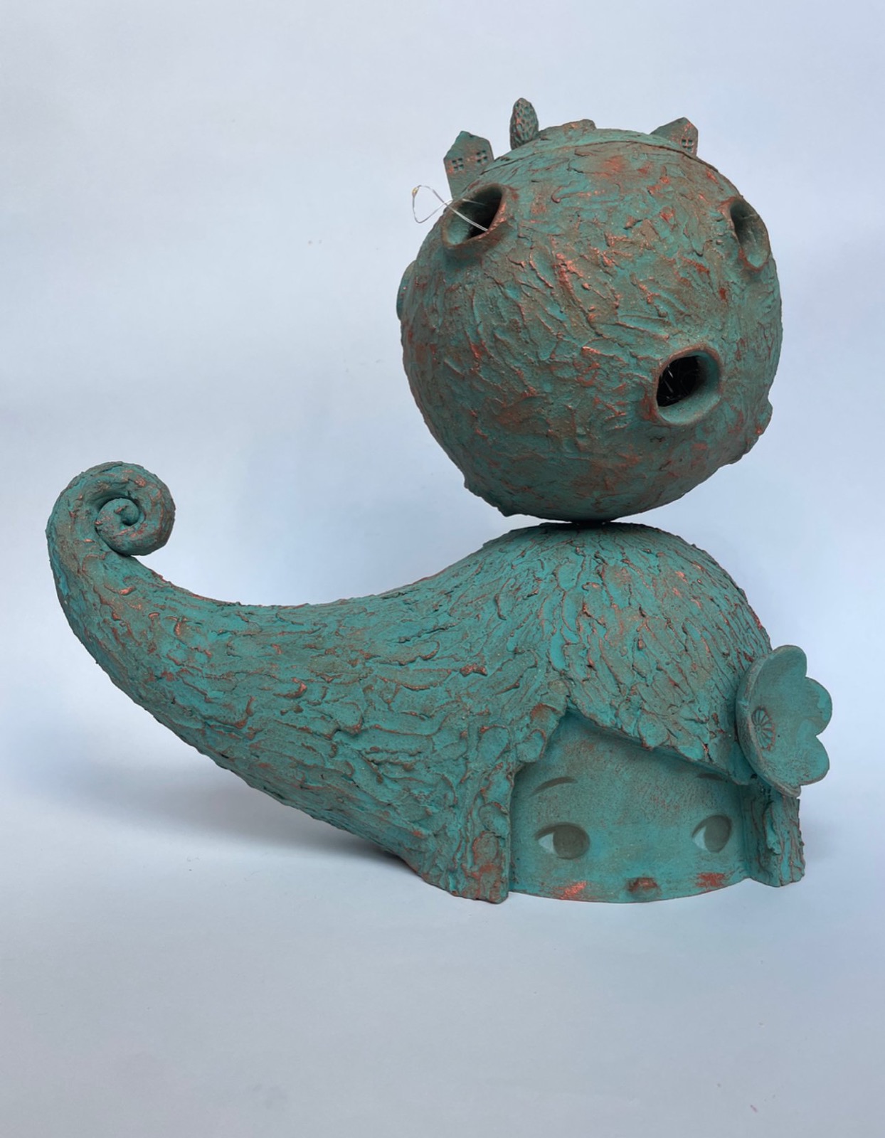 Genie Kim, Healing Flowers 4, 2025, Clay, underglaze, partial bronze finish