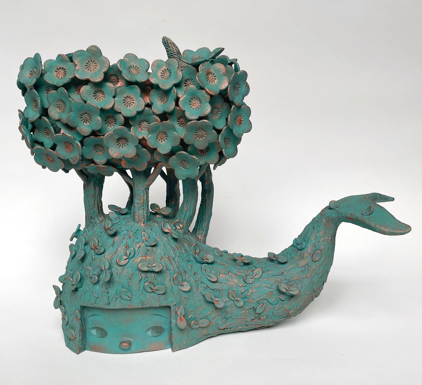 Genie Kim, Healing Flowers 5, 2026, Clay, underglaze, partial bronze finish