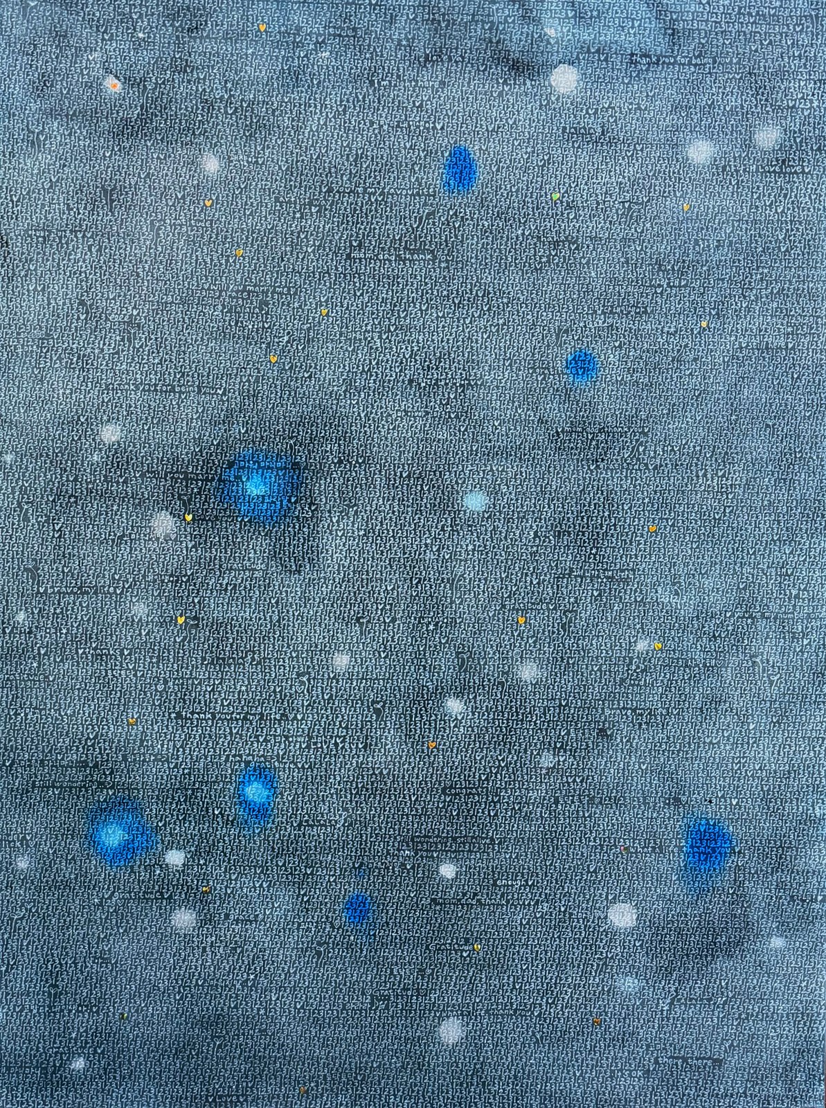 Genie Kim, One, Two, Three 12, 2026, Acrylic paint, charcoal on mineral-grounded wood panel, gold leaf accents