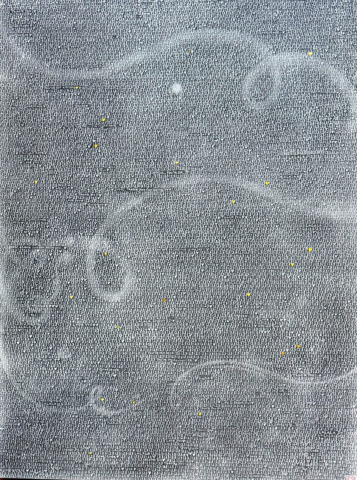 Genie Kim, One, Two, Three 8, 2026, Charcoal on mineral-grounded wood panel, gold leaf accents