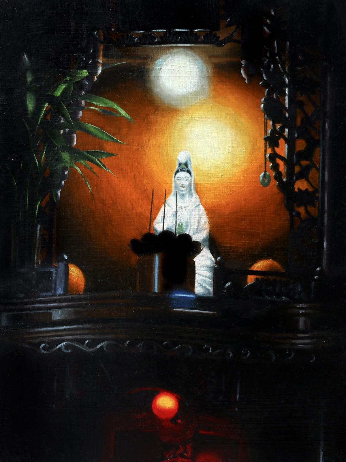 Hayley Chi Hay Chiu, Abode, 2023, Oil on wood panel