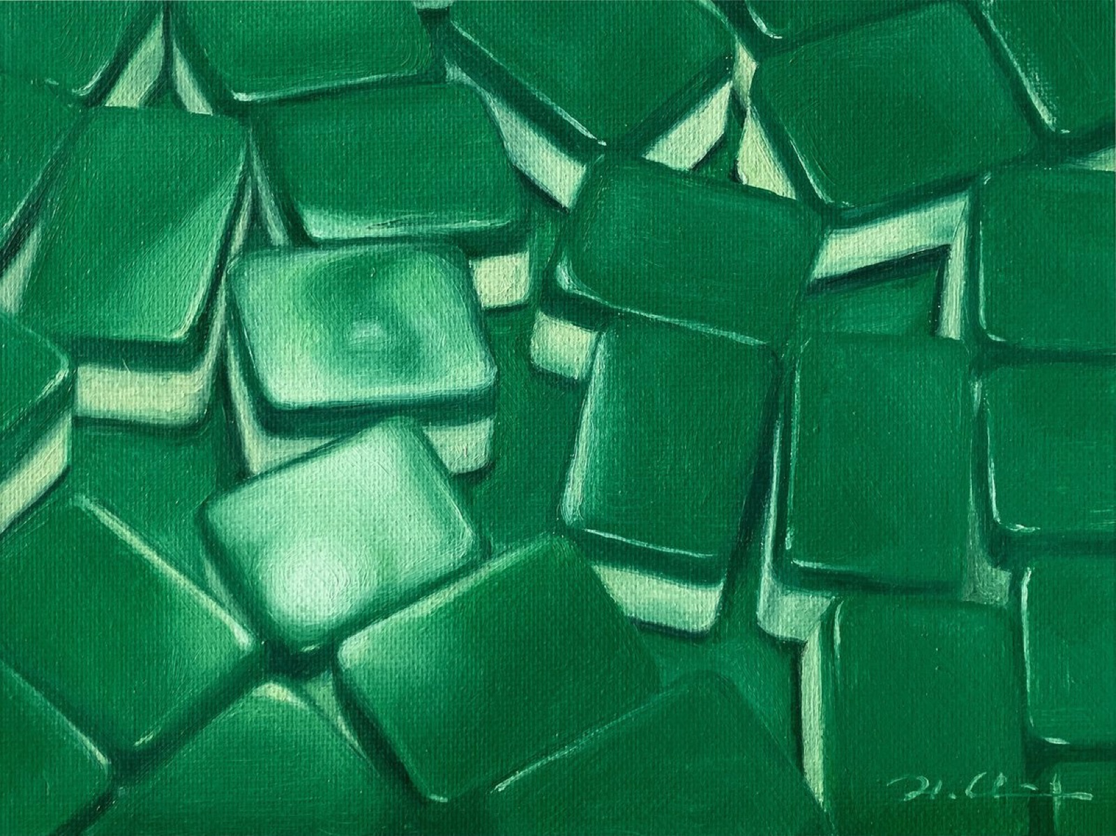 Hayley Chi Hay Chiu, Mahjong (study), 2021, Oil on board