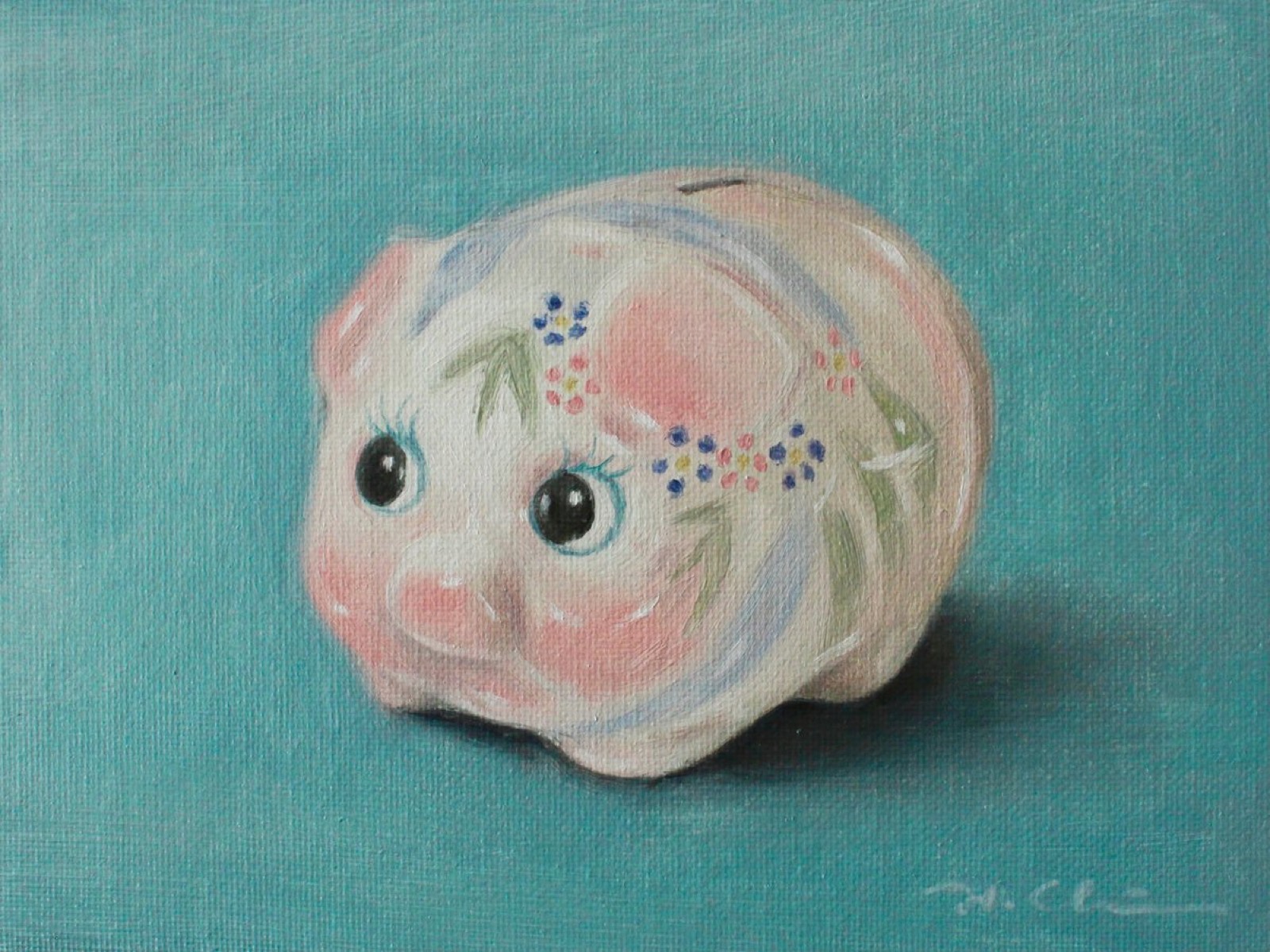 Hayley Chi Hay Chiu, Piggy, 2021, Oil on canvas board
