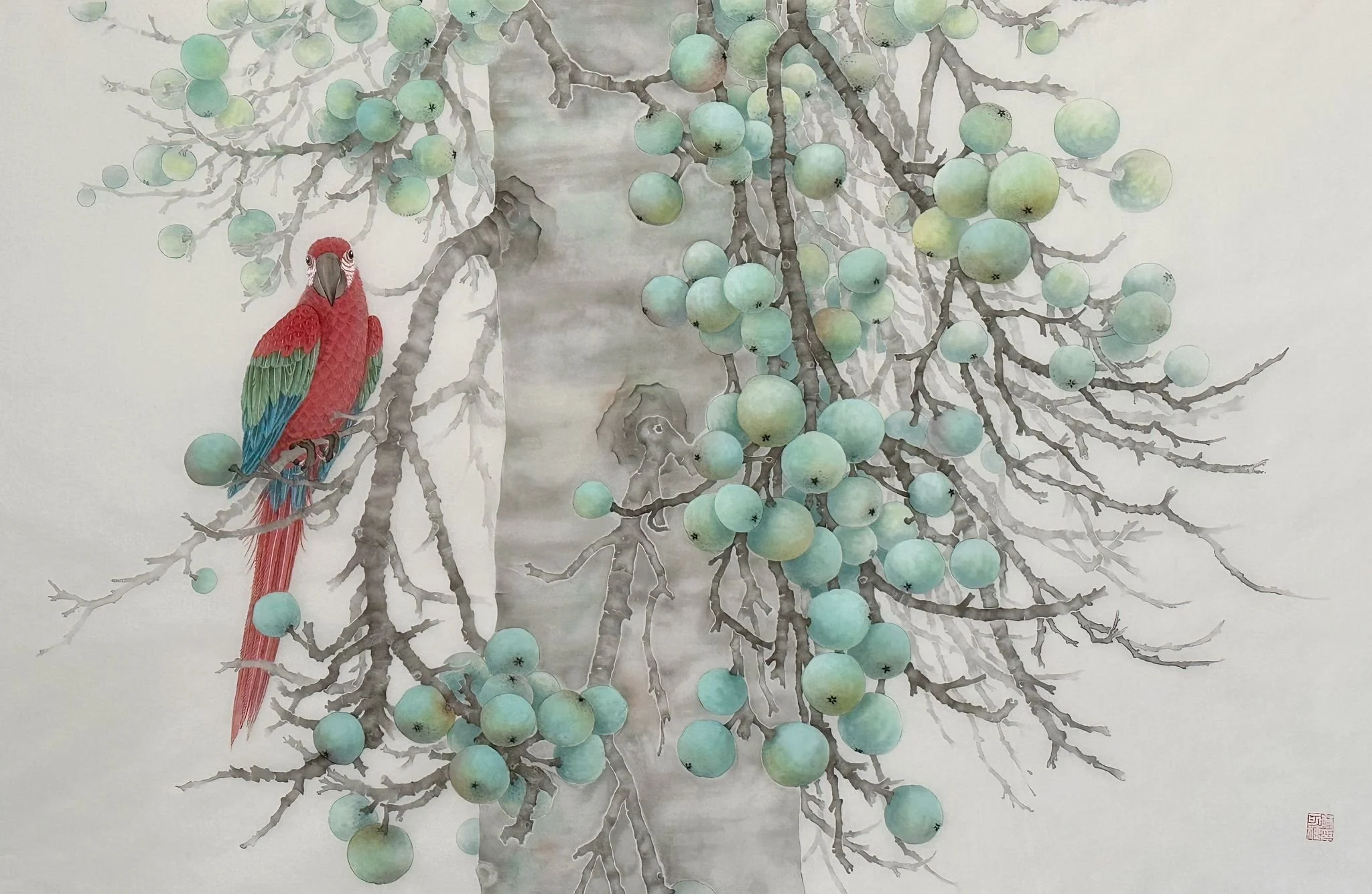 Kejie Lin, Balance, 2024, Chinese ink and colour on rice paper