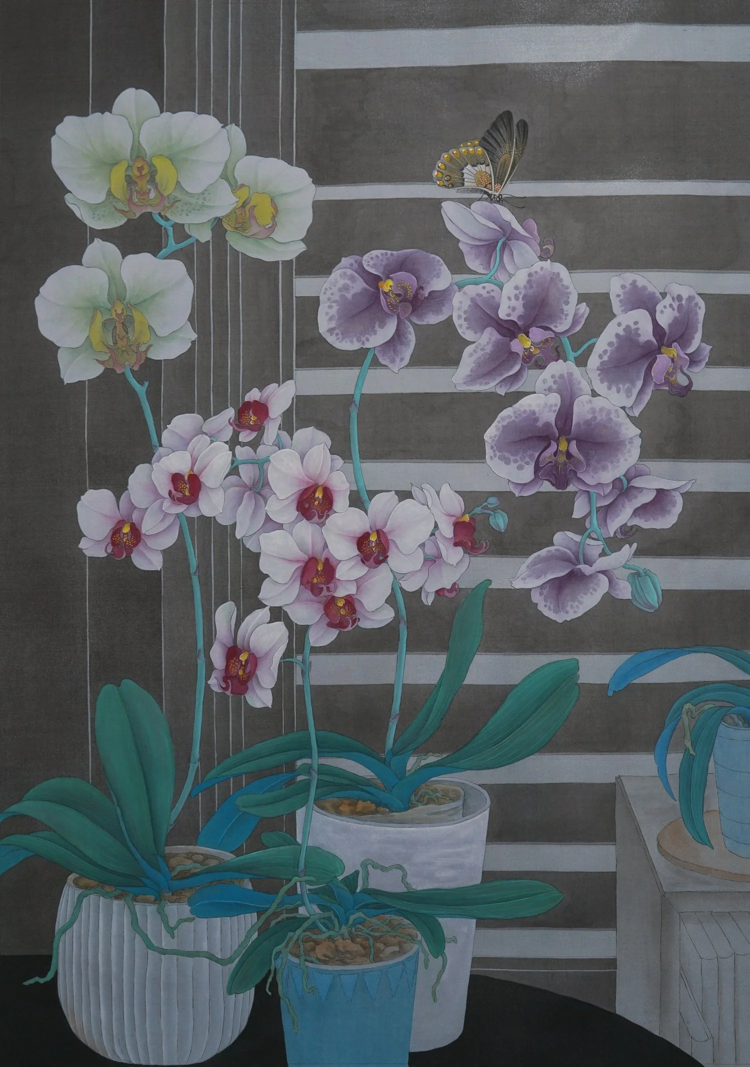 Kejie Lin, By the Window 1, 2024, Chinese ink and colour on silk