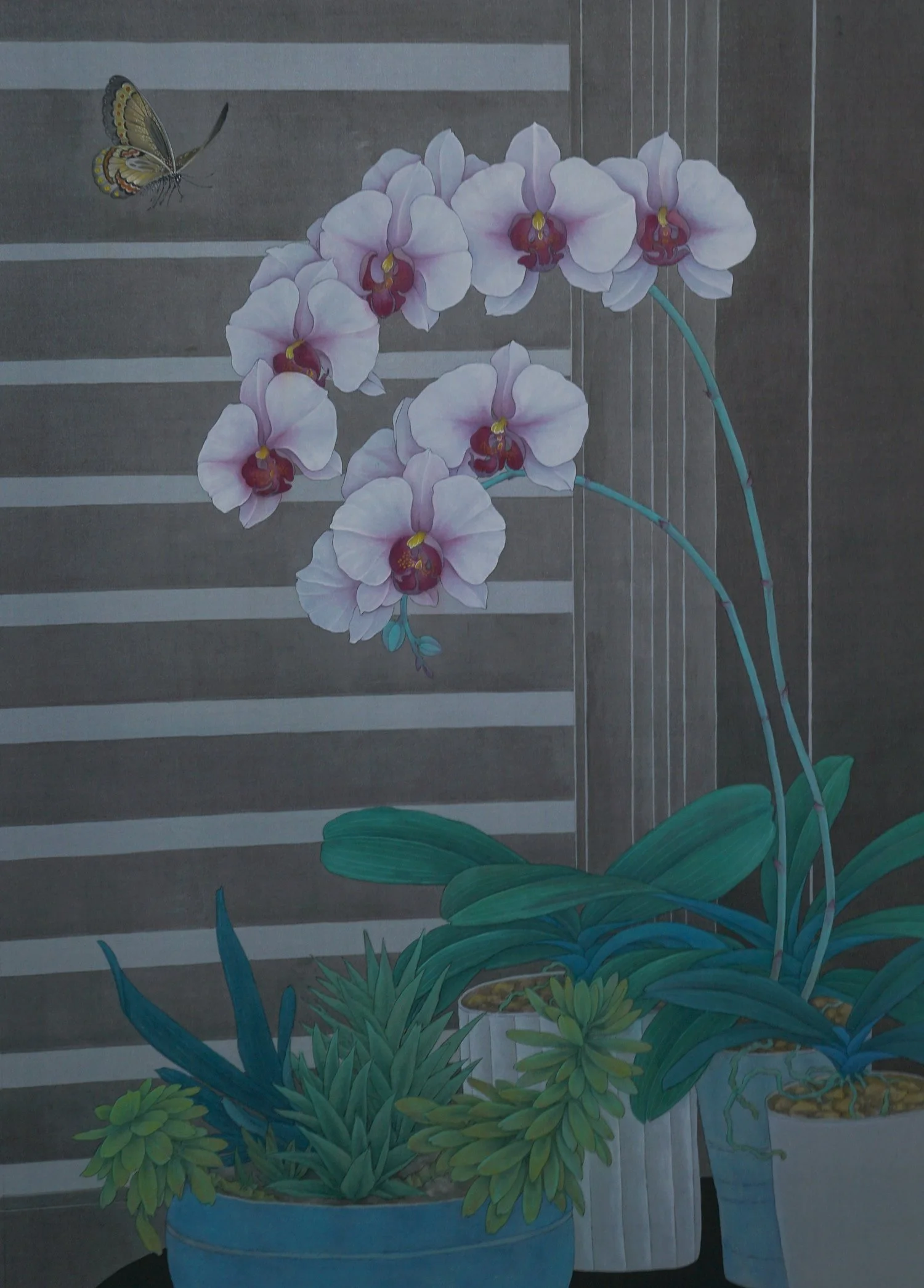 Kejie Lin, By the Window 2, 2024, Chinese ink and colour on silk