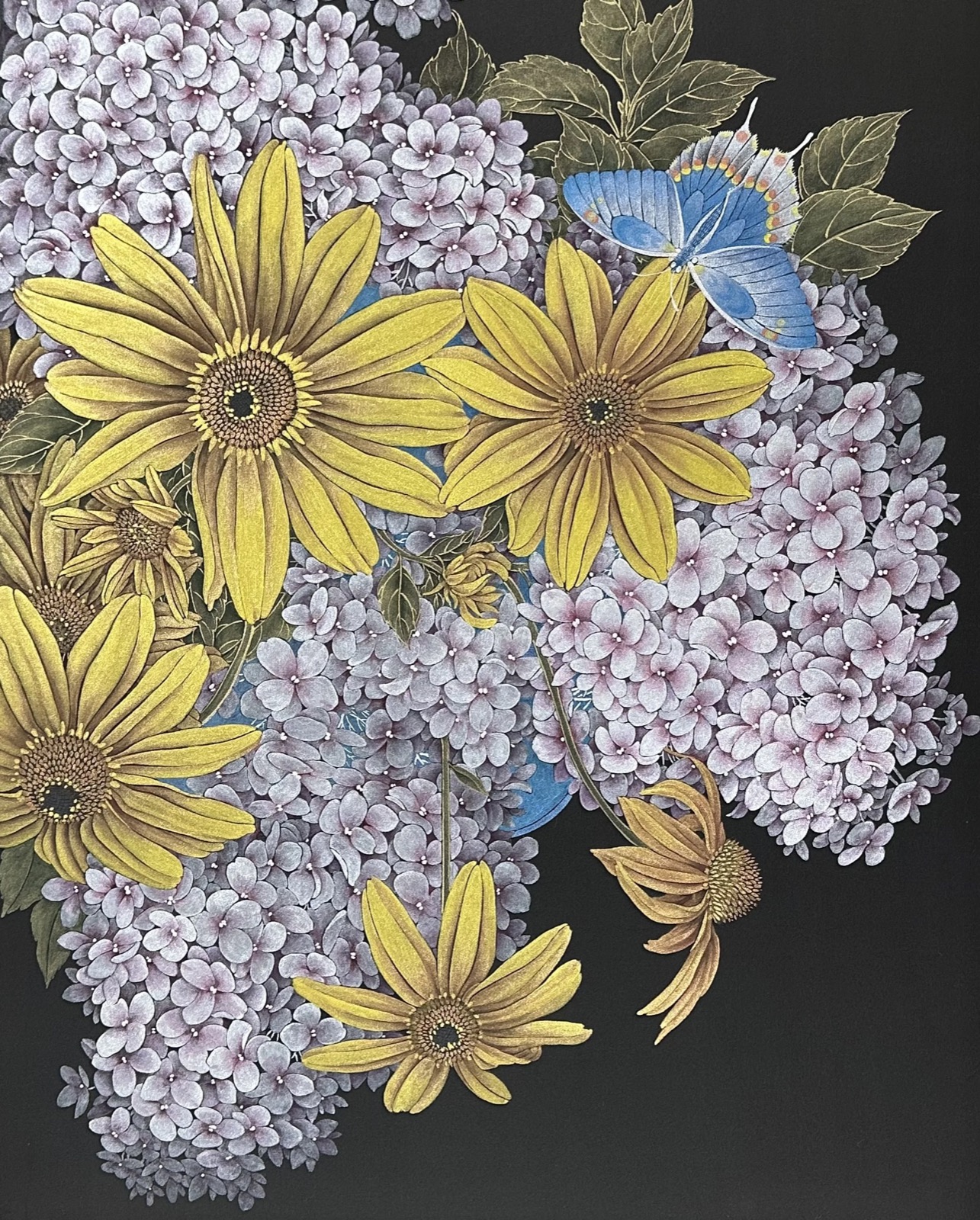 Kejie Lin, My Garden, 2024, Chinese ink, natural pigments, mica powder on silk