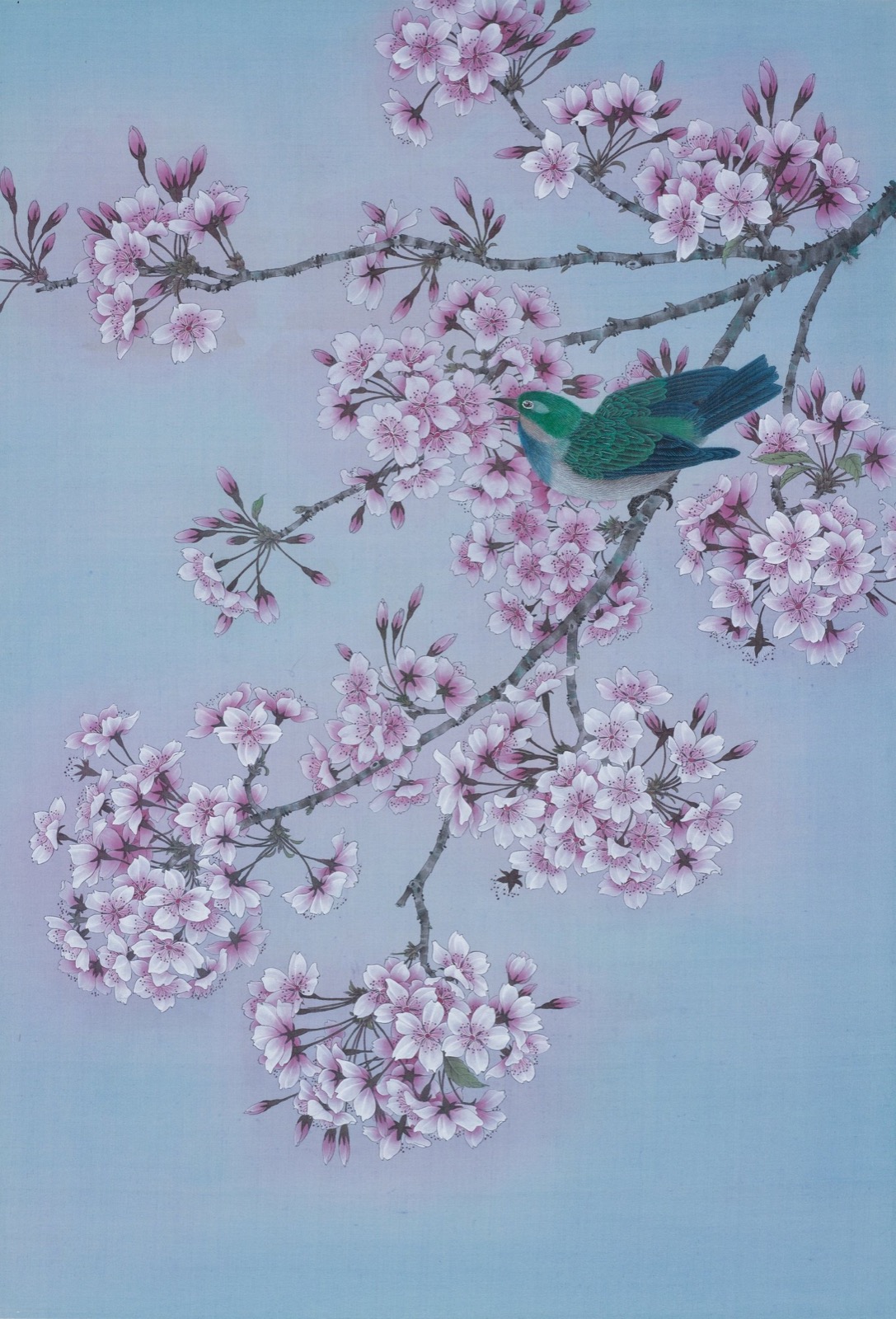 Kejie Lin, Bird & Sakura, 2022, Epson Ultra Chrome Pro Archival Ink on Fabriano acid-free collectable fine art paper 320g