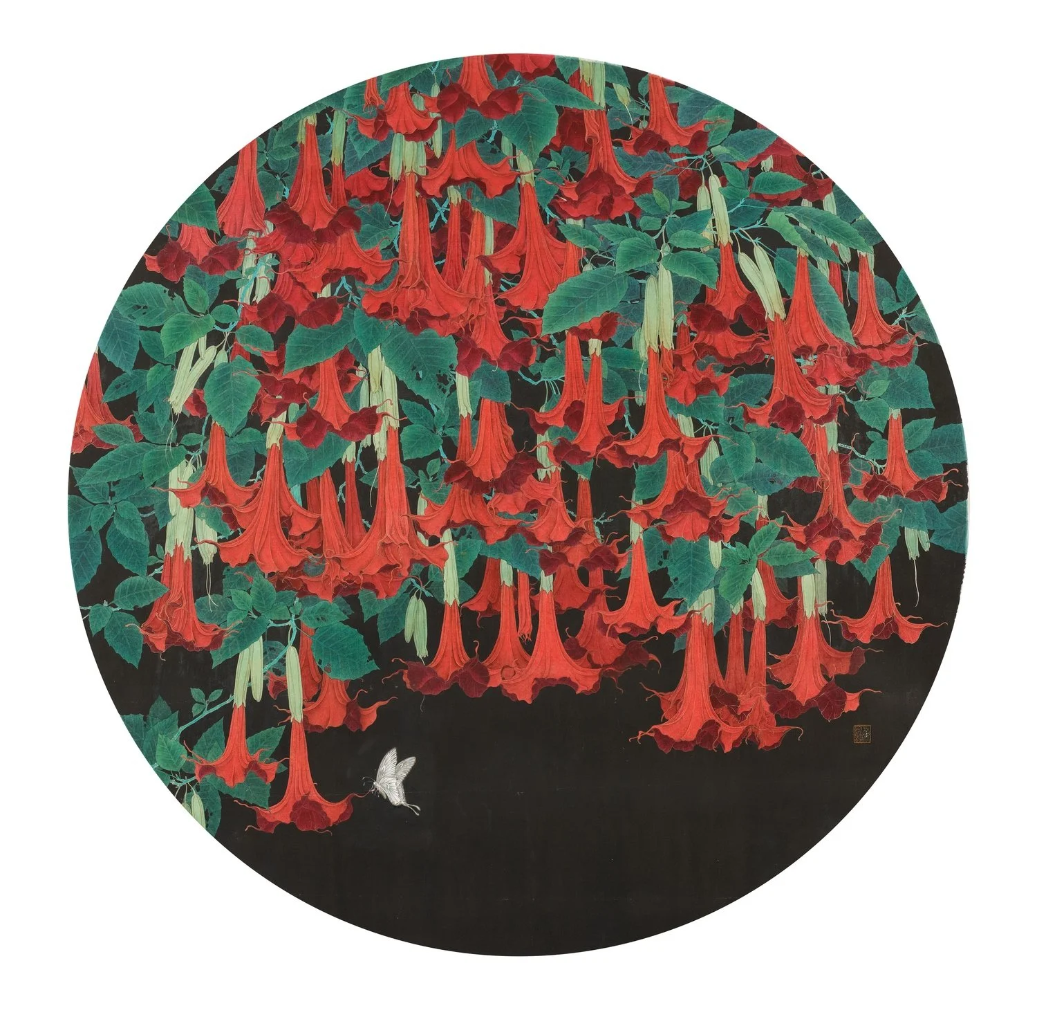 Kejie Lin, Red Mandragora, 2022, Chinese ink and colour on rice paper