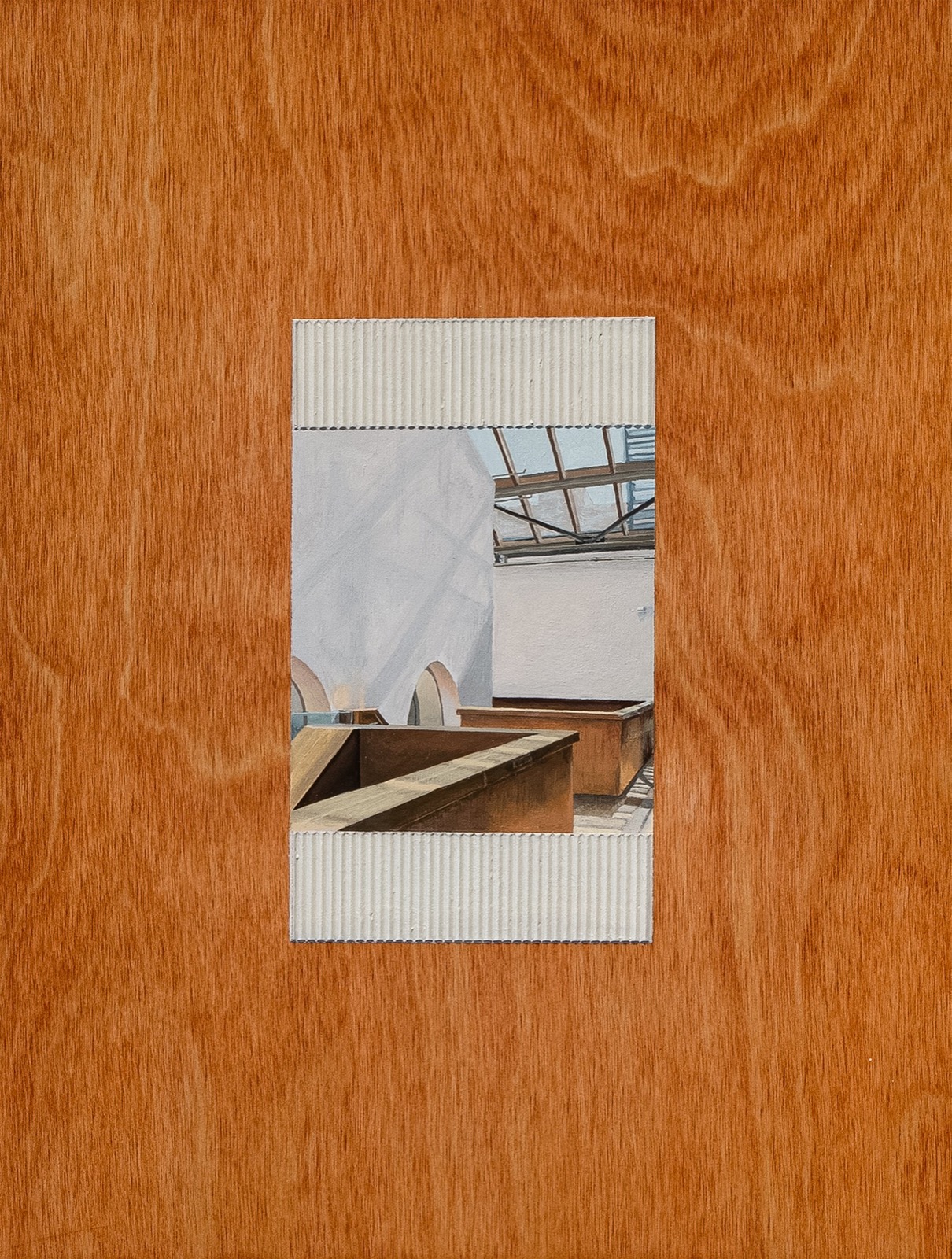 Nick Hoang, Arches, 2025, Acrylic and wood stain on panel