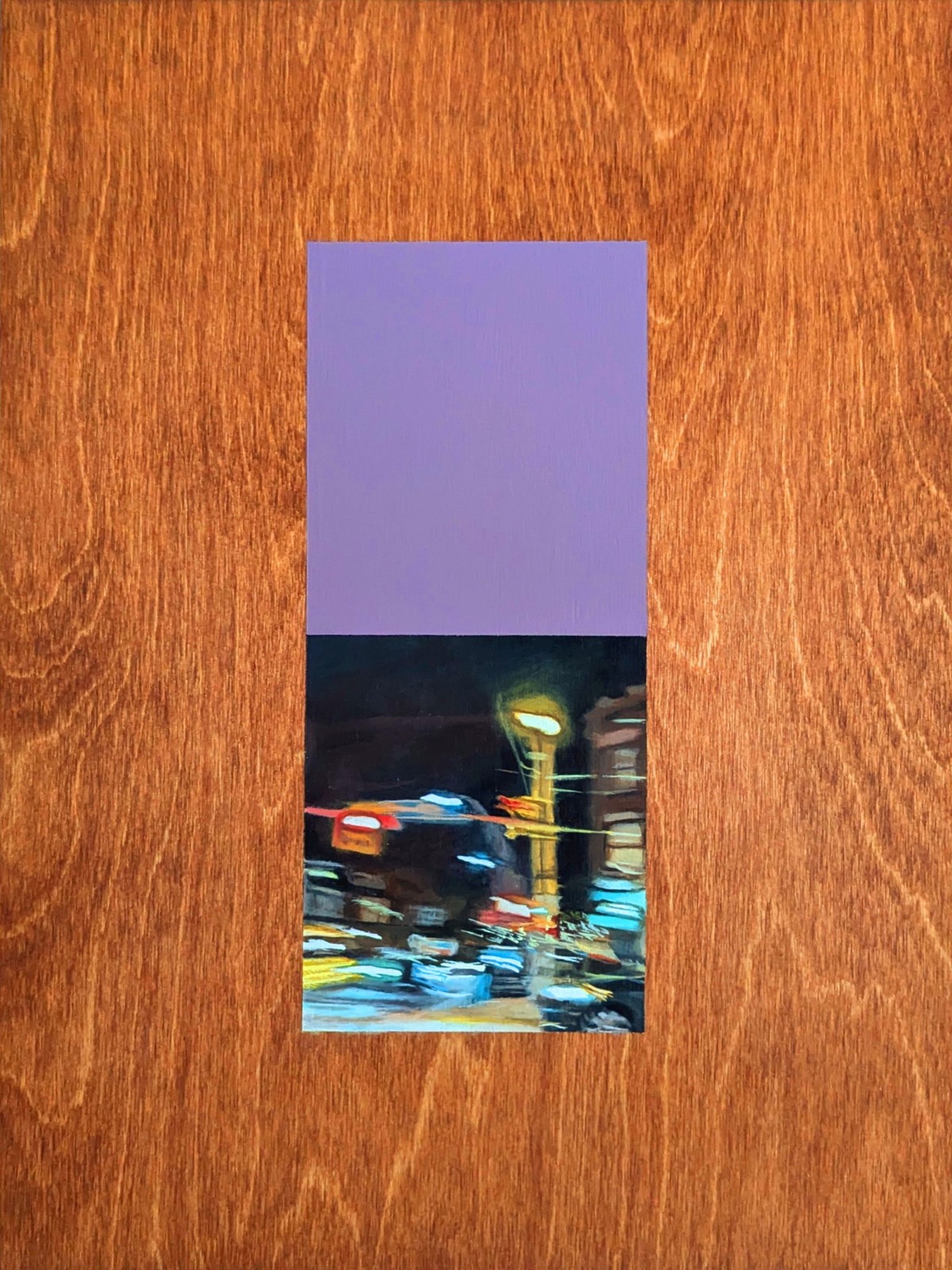 Nick Hoang, Dancing on the Street, 2026, Acrylic and wood stain on panel