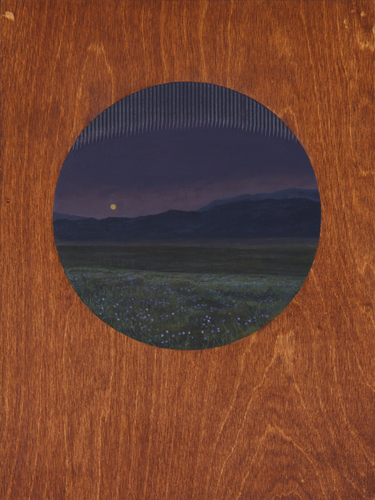Nick Hoang, Fieldtrip, 2026, Acrylic and wood stain on panel