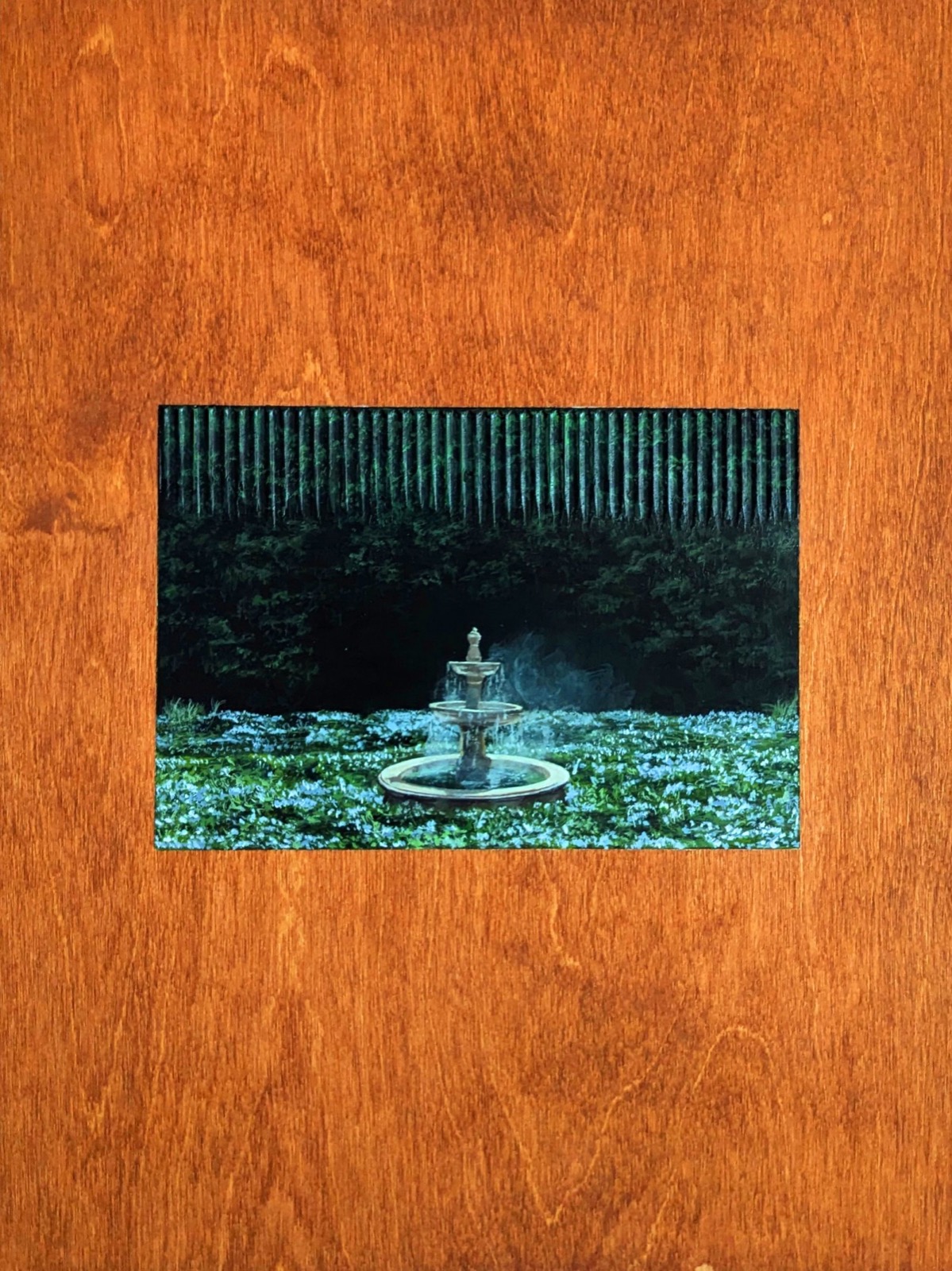 Nick Hoang, In Bloom, 2026, Acrylic and wood stain on panel