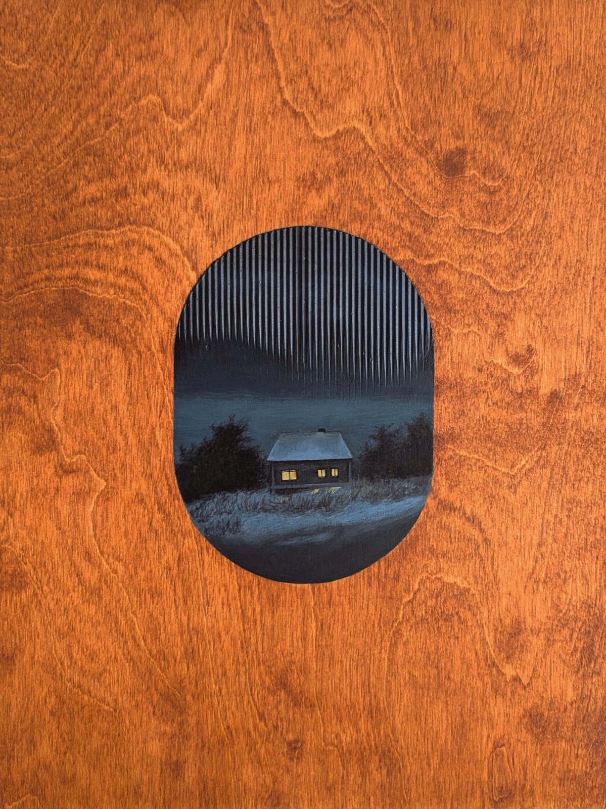Nick Hoang, Neighbourhood, 2026, Acrylic and wood stain on panel