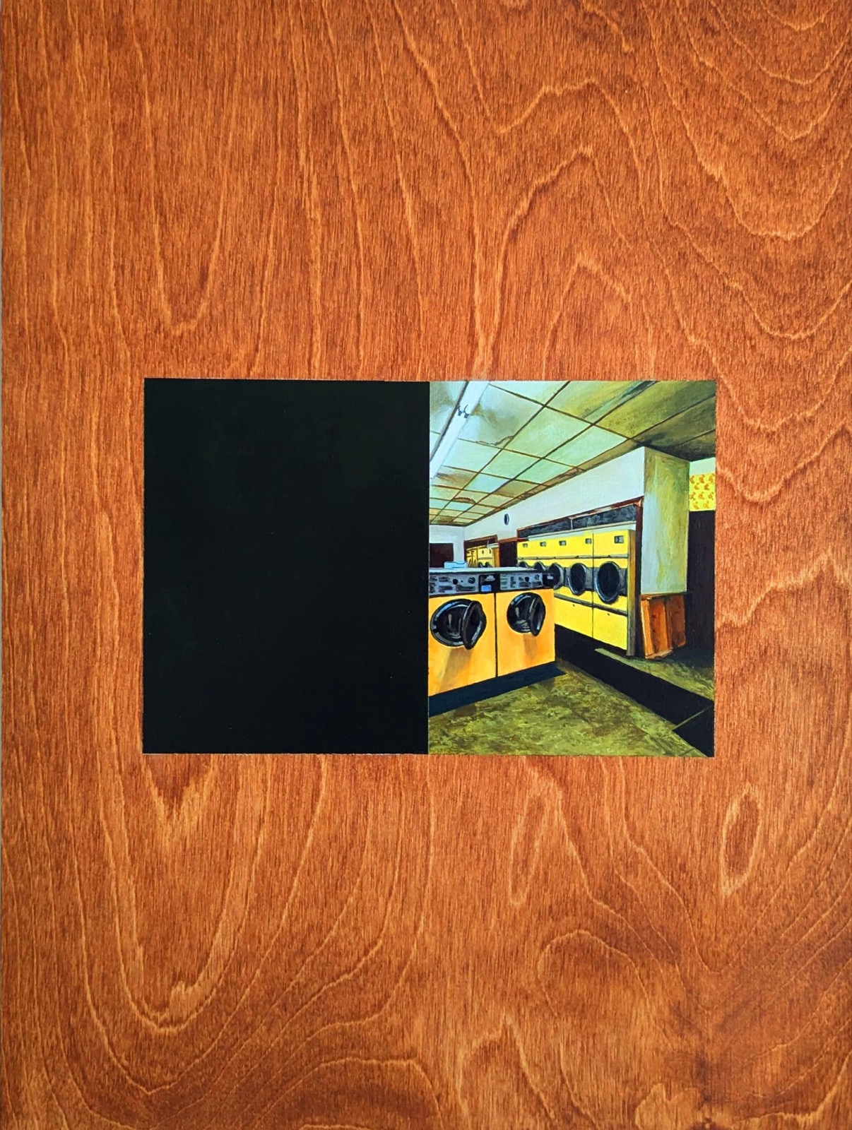 Nick Hoang, Tumble Dry, 2026, Acrylic and wood stain on panel