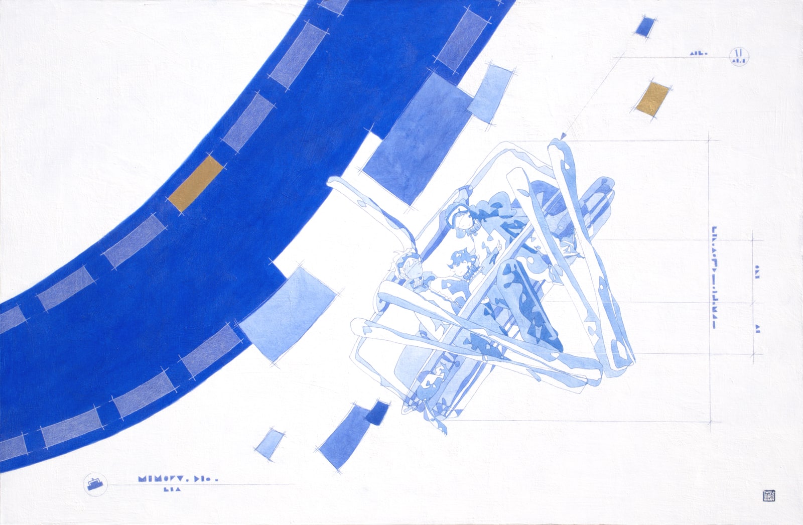 Pino Cao, In-Betweens X, 2026, Acrylic, ink and colour pencil on wood