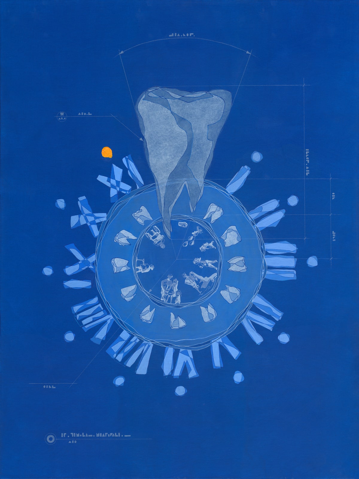 Pino Cao, Traces, 2026, Acrylic, ink, and colour pencil on canvas