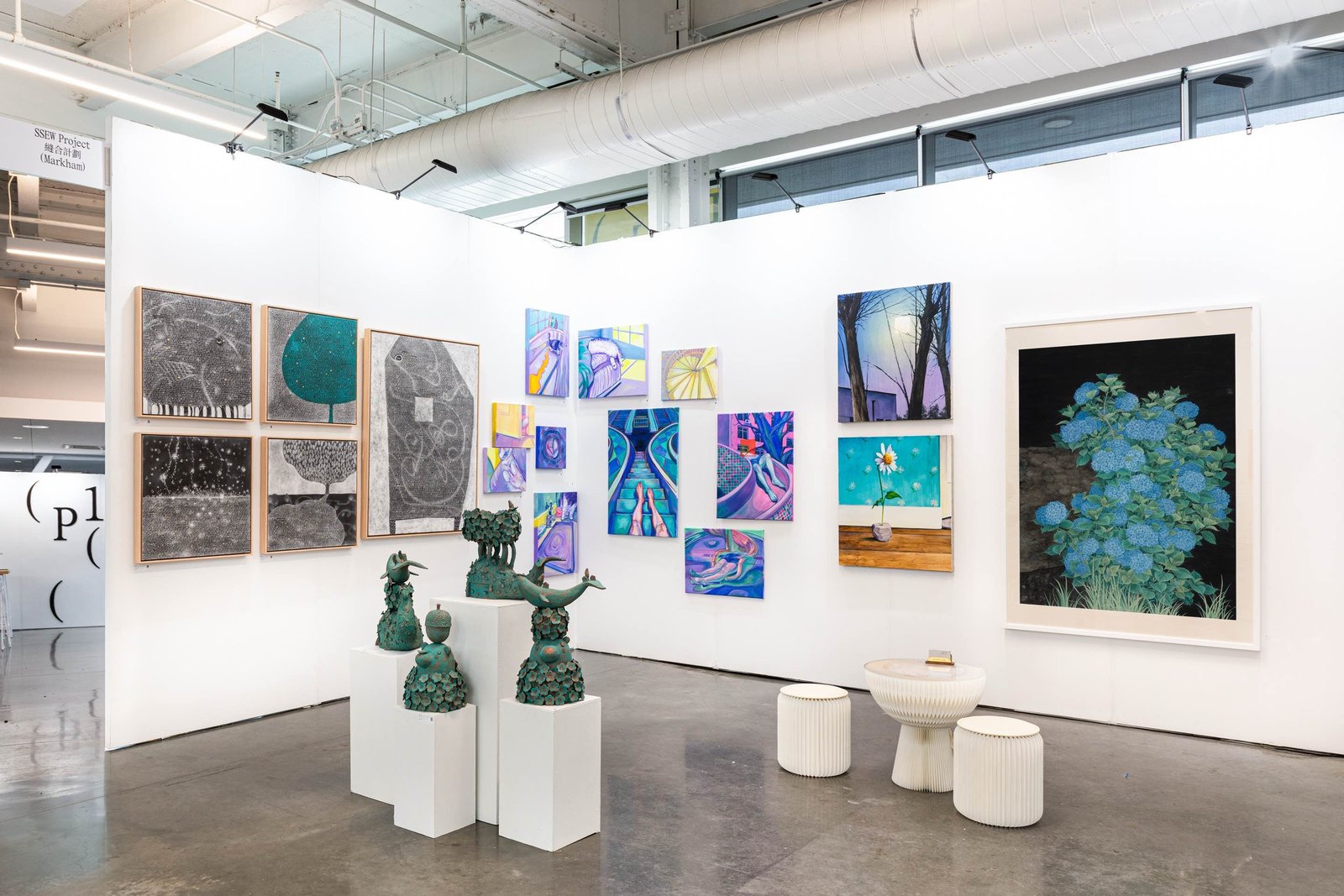 SSEW Project booth at Plural 2026, Montreal — installation view
